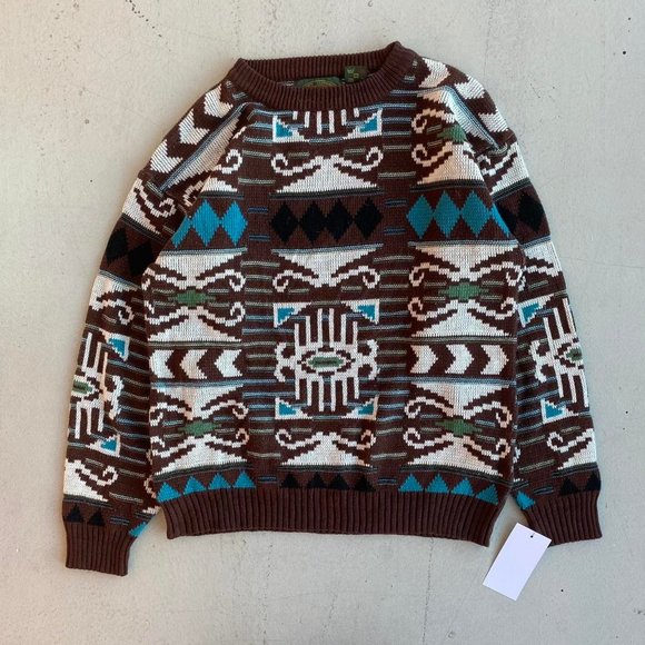 Other - Vintage Brown/Light Blue Knit Sweater